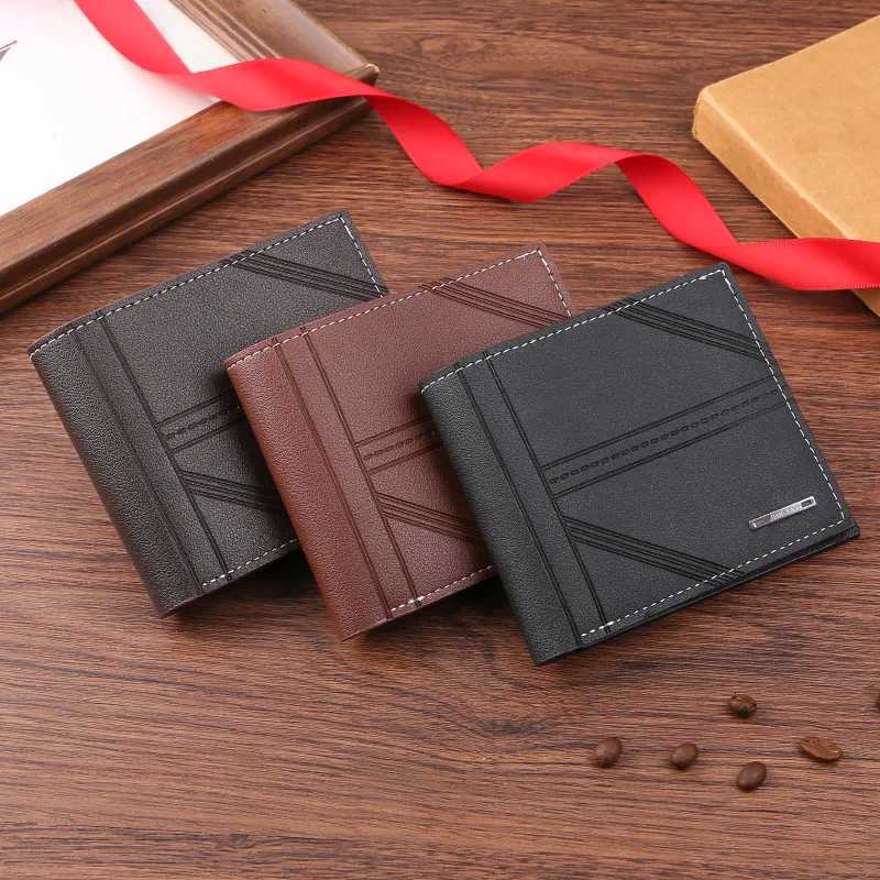 MenS Short Frosted Leather Wallet MultiSlot Coin Pocket Photo Holder Small MenS Wallet High Quality New 2024 W250911