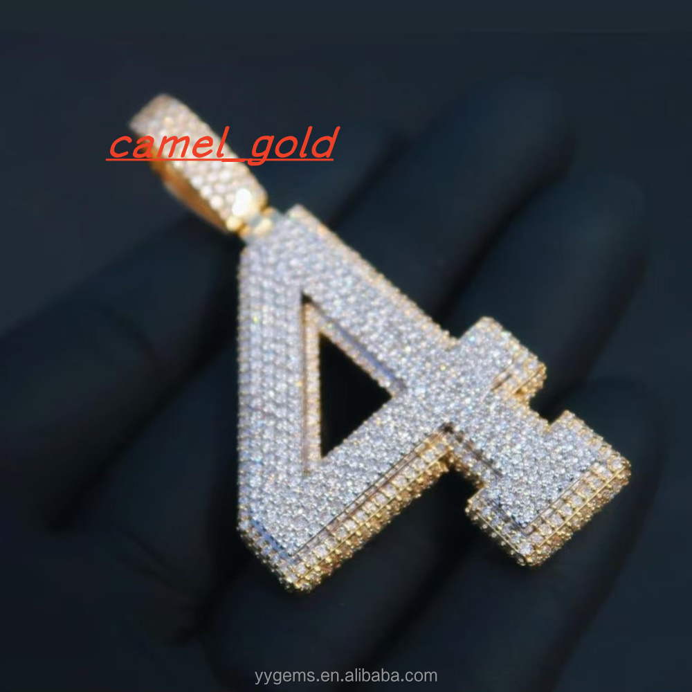 Yu Ying Custom 18K Gold Plated Hip Hop Jewelry VVS Moissanite Diamond Number Pendant for Rapper Necklace Fashion Pendants Charms