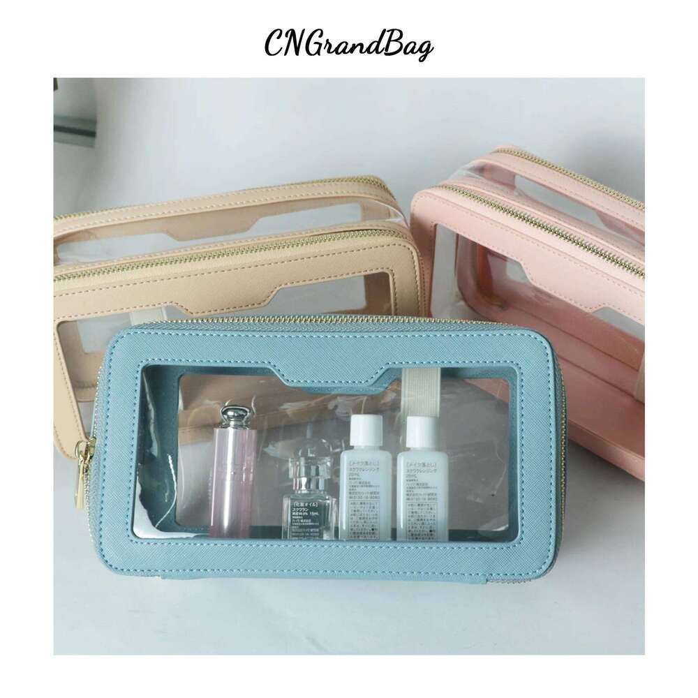 Custom Letters Saffiano Leather Cosmetic Bag, Portable Capacity, Waterproof, Travel Multi-function, Double Layer Storage Bag