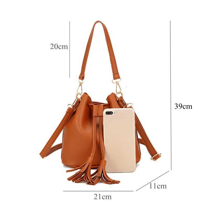 Fashion Women Drawstring Bucket Shoulder Bag Female PU Leather Tote Pouch Crossbody Messenger Bag Handbag for Ladies s Z250911