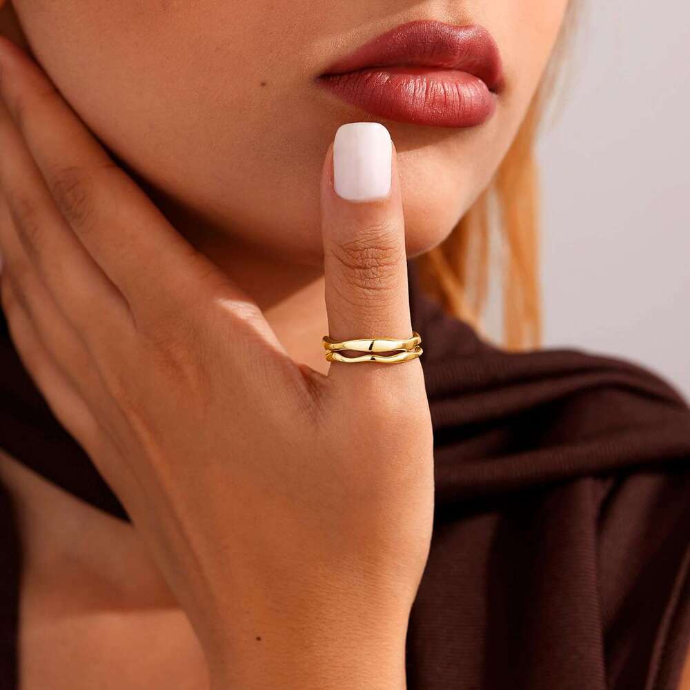 Non Tarnish,14K Plated Stackable Ring Set,Dainty Thumb Rings for Women Chunky Statement Stacking Gold Jewelry Size 4 5 6 7 8 9 10