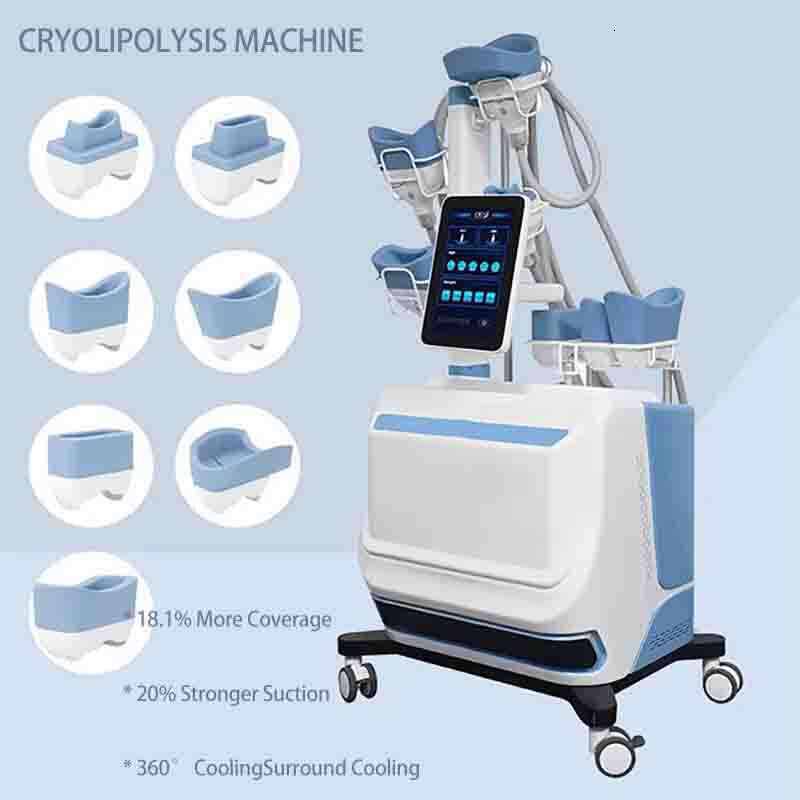 Hot Professional 4 Handles 360 Fat Freeze Criolipolisis Machine 7 Changeable Heads Fat Freezing Cryotherapy Cryolipolysis Double Chin Removal Slimming