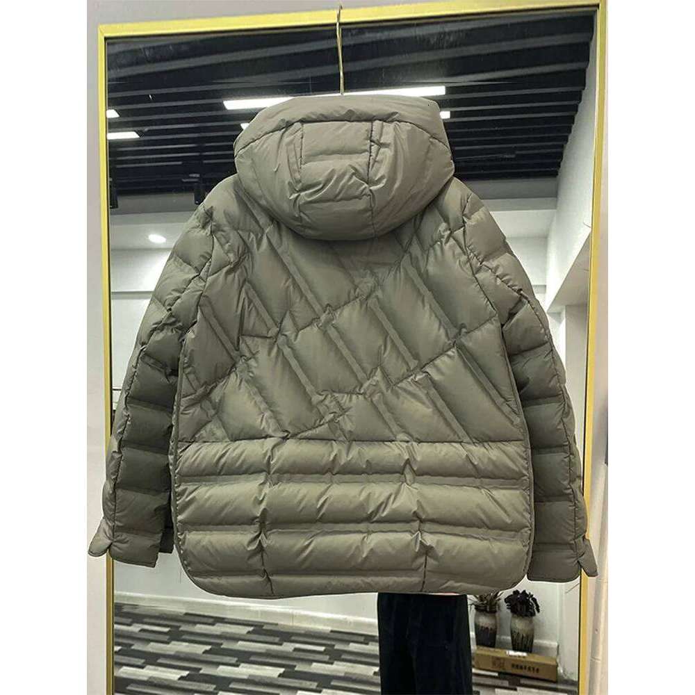 Lagabogy 2025 Winter Women 90% White Duck Down Coat Female Stand Collar Single-Breasted Puffer Jacket Casual Loose Hooded Parkas