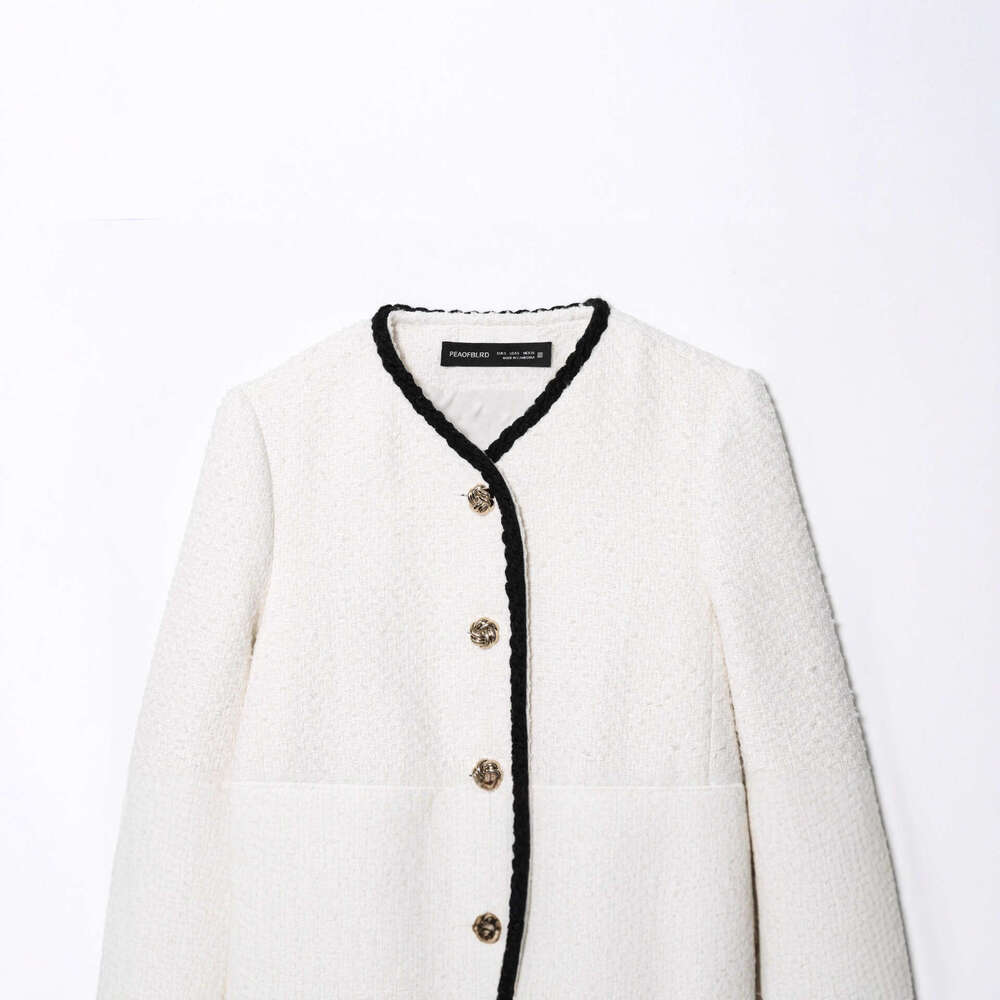 DHEssentials Autumn and Winter French Style Fashion Versatile Color-Block Trim Fleece Jacket