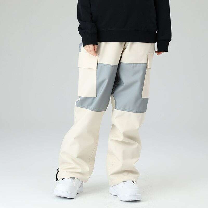 Clothing Loose Workwear Color Matching Pants For Women, Windproof Waterproof, And Men's Ski Suits