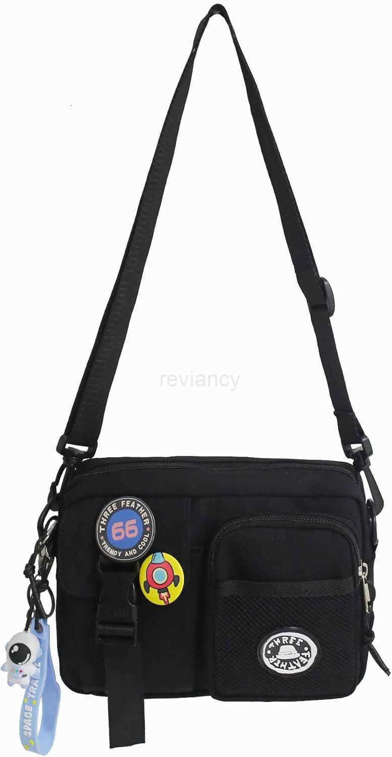 Black Crossbody Bag for Men Cute Small Messenger Sling Shoulder Bag Mens GiftW250911