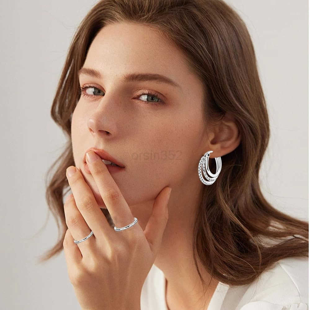 925 Sterling Silver Huggie Hoop Earrings Butterfly Posts Thick Chunky Hoops for Women Small Tiny cuff Cubic Zirconia Snake Heart EarringW250911