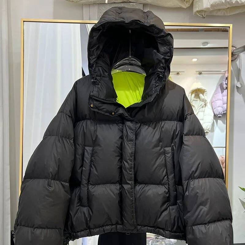 2025 New Winter Thickened Elegance Women Short Hooded Loose White Duck Solid Color Women's Down Jackets H552
