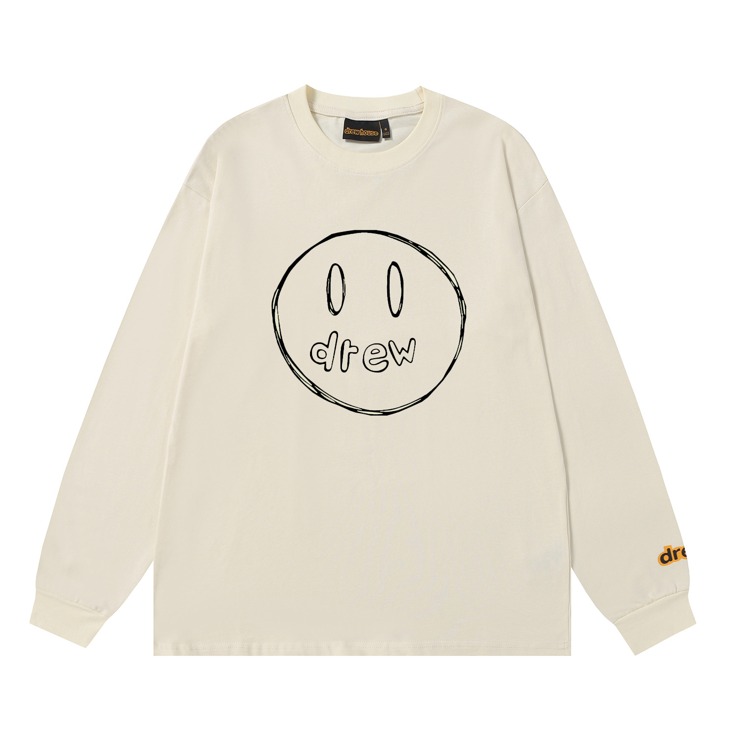Drew House New drew Classic sketch smiley face T Shirt Men's and Women's Long Sleeve Tshirt Designer Luxury