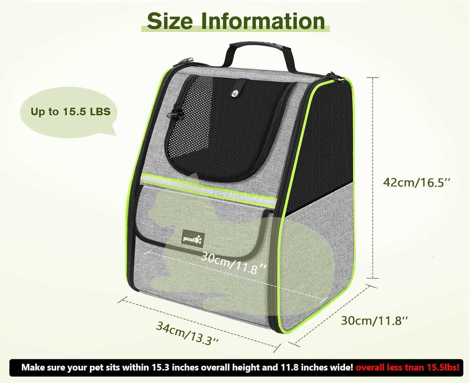 Cat Backpack Carrier for Travel Hiking Breathable Pet Carrier Backpack with Storage Pockets Small Dog Carrier Bag for Outdoor Walking Bike Riding Vet 