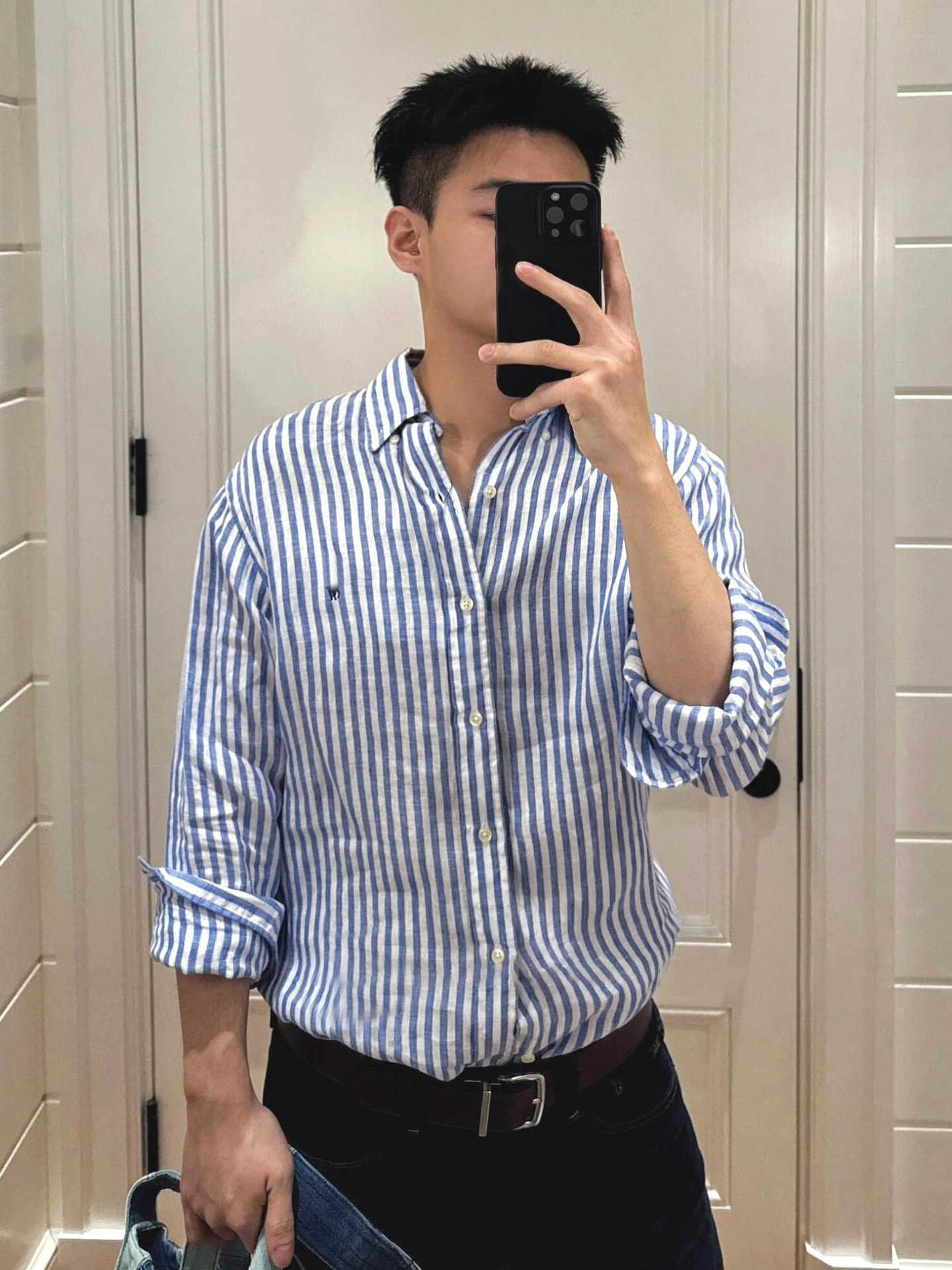 Small Pony Embroidered Shirt For Men Pure Cotton Sun Protection Shirt Light Summer Style Long Sleeve Striped Top T250905