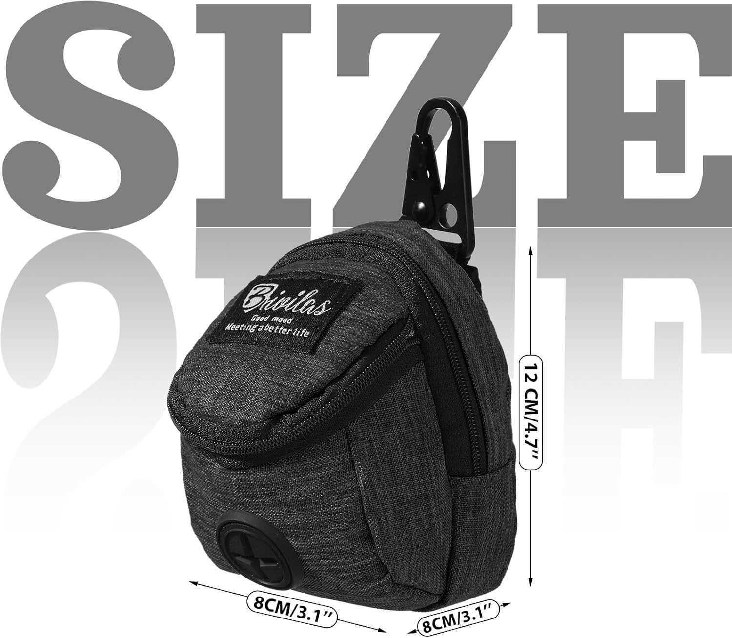 2 Pieces Dog Treat Pouch Pet Poop Bag Holder Dispenser Outdoor Carrier Waste Zipper Pouch with Metal Button for Most LeashGreen BlackSolidcolor Patter