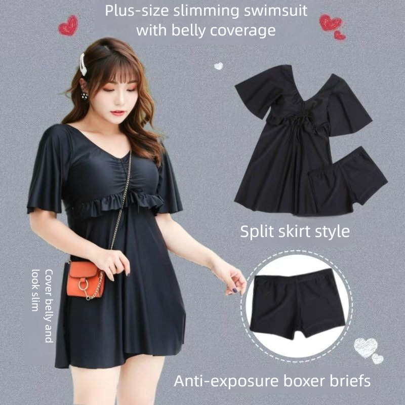 Hot-Selling New Plus Size Fat MM Mom 100kg Slimming Belly-Covering Two-Piece Conservative Body-Covering Hot Spring Swimsuit