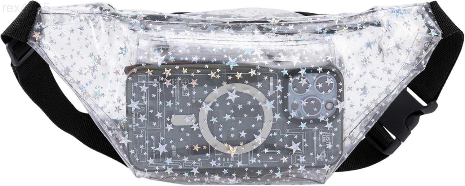 80s 90S Rave Stars Neon Transparent Gravel Fanny Pack for Women Great Waist Pack for Games Concerts Rave Festival TravelW250912