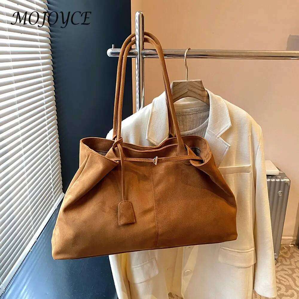 Women Suede Tote Solid Color Shoulder Large Capacity Handbag Trendy Satchel Bag For Work Travel Shopping