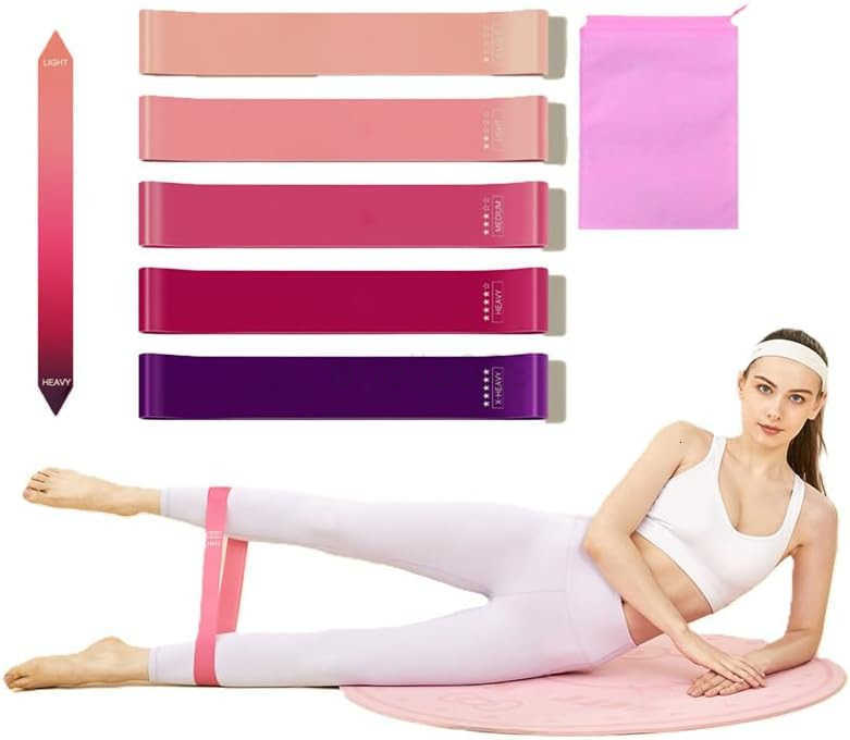 Resistance Bands for Working Out Elastic Exercice Loop Bands for Physical Therapy 5 Set of Stretch Bands for Booty Legs with Carry Bag W250912
