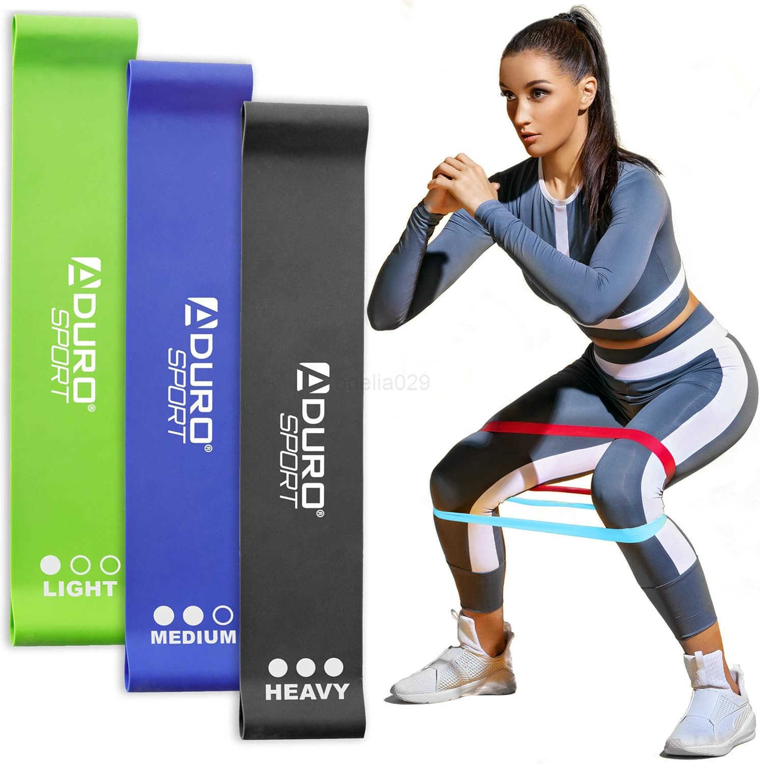 Sport Resistance Bands Set Exercise Workout Bands Loops Set for Women Men Booty Leg 3X Resistance Levels Light Medium Heavy W250912