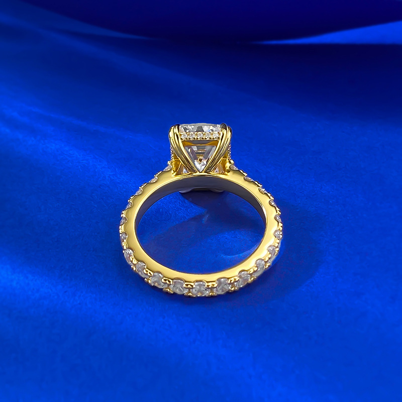 Choucong Ins Top Sell Wedding Rings Luxury Jewelry Genuine 100% 925 Sterling Silver Emerald Cut Lab Moissanite Diamond Gemstones 18K Gold Party Women 