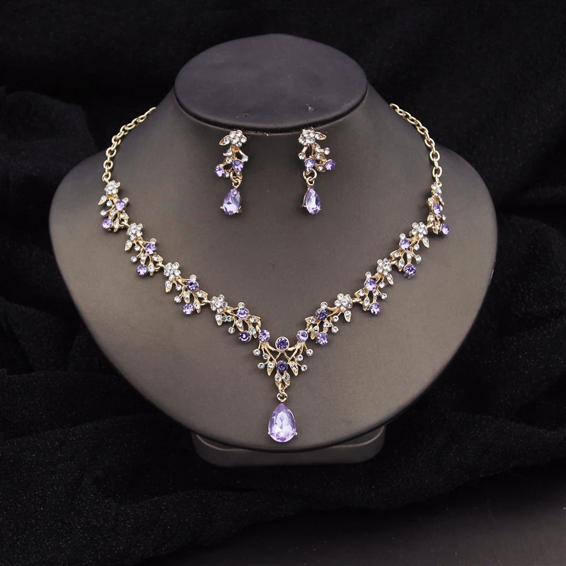 Gorgeous Crystal Fashion Jewelry Sets for Women Choker Necklace Earrings Prom Wedding Dress Bridal Necklace Sets 250911