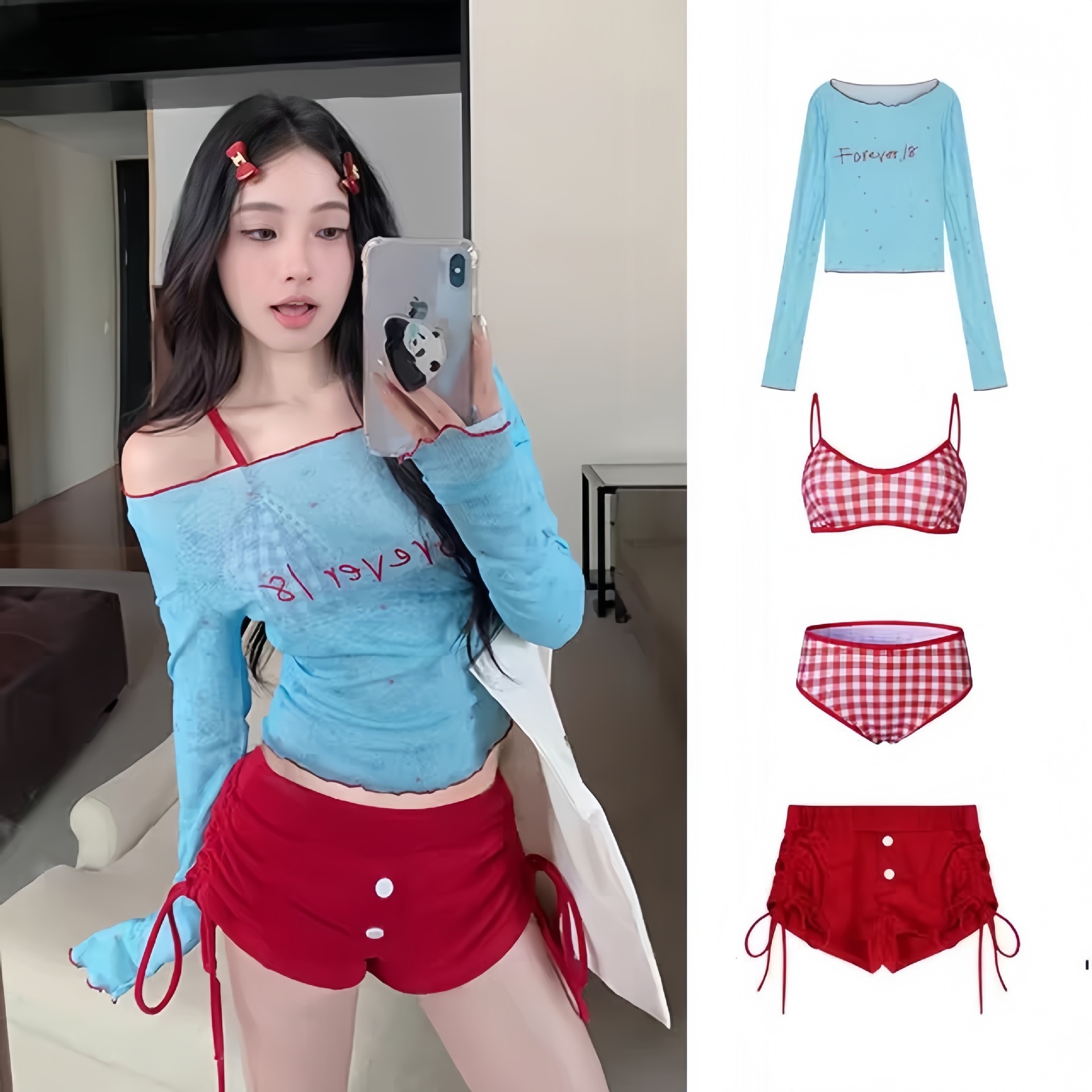 New High-End Swimsuit for Women Two-Piece Pure Desire Four-Piece Set Long Sleeve Student Girl Beach Vacation Bikini Swimwear