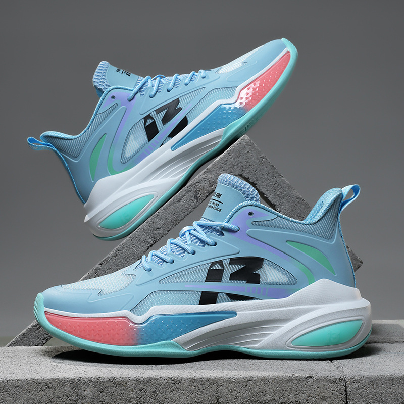 Free Shipping Practical basketball shoes with high top mesh breathable wear-resistant anti slip sports shoes high school basketball training shoes for