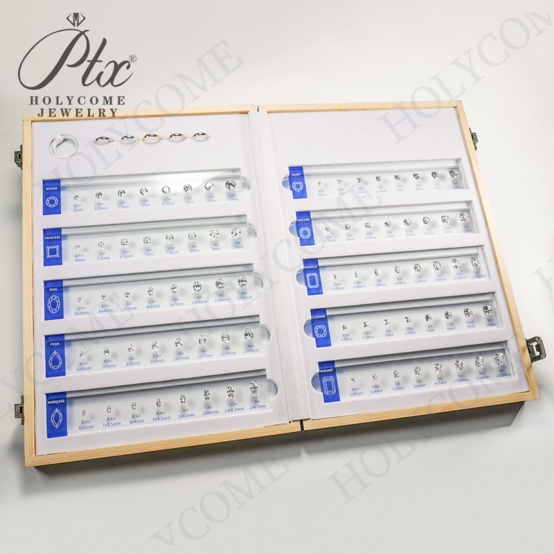 New Arrivals 10 Shape Cubic Zirconia Diamonds Ring Size Reference Comparison Chart Set Acrylic Jewelry Detectors Measuring Tools