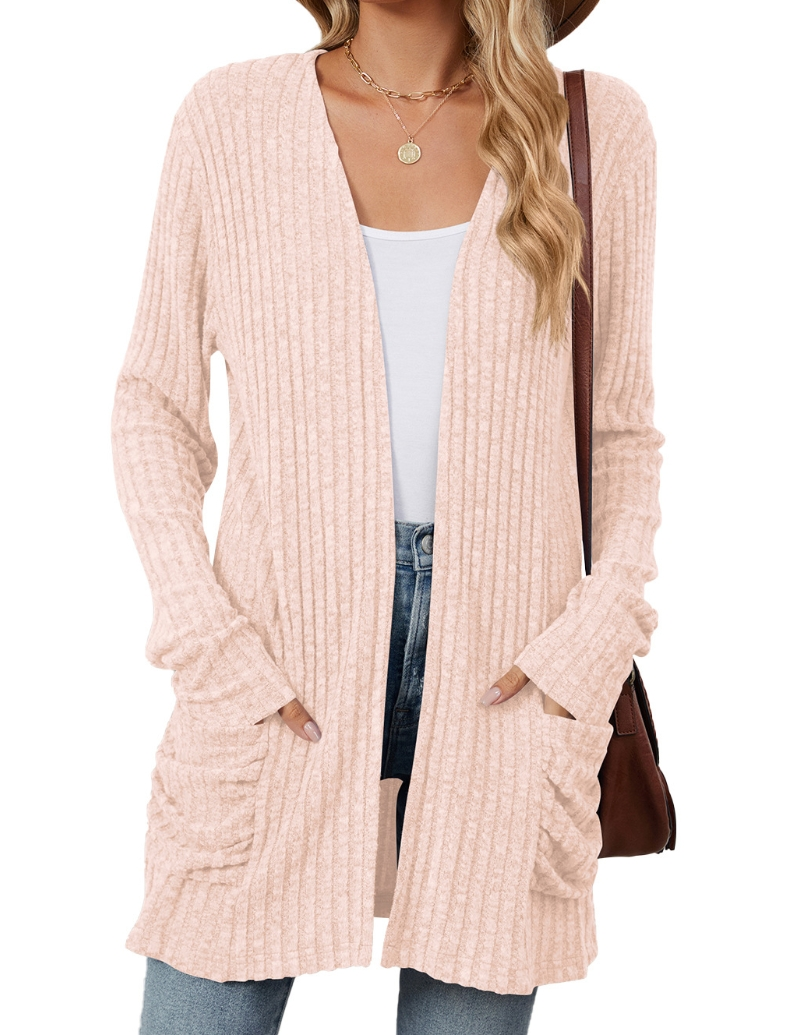 Fall/Winter New Arrival Solid-Color Pocket Long-Sleeve Base Layer Cardigan Knit Sweater