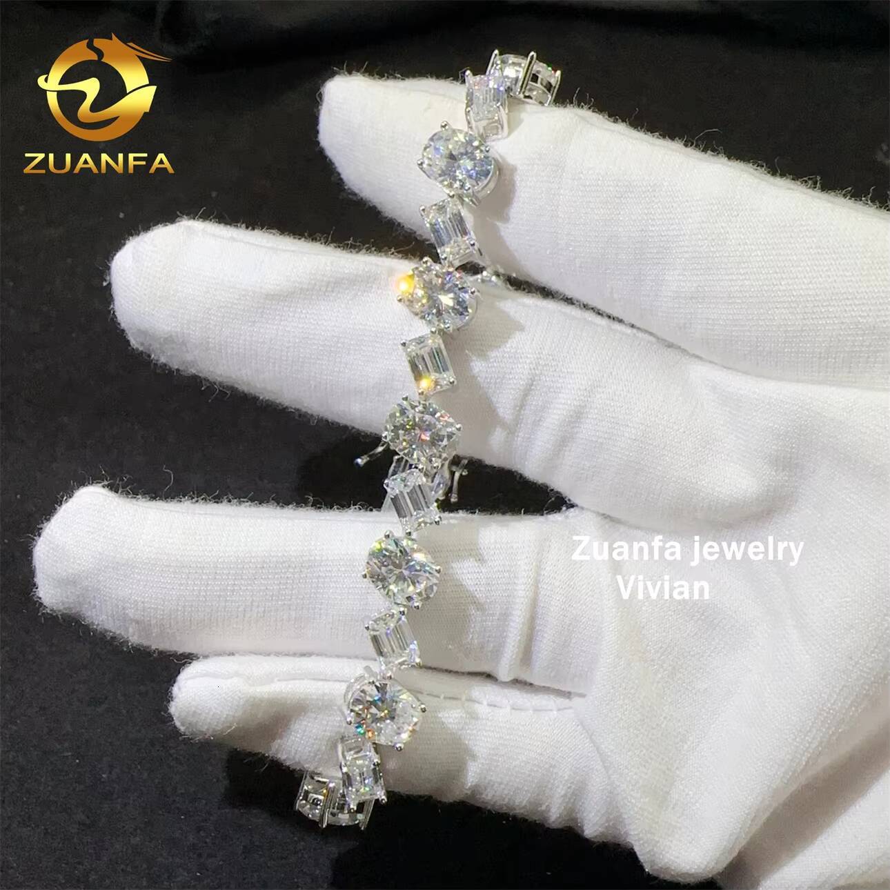 2025 8mm VVS Moissanite Diamond 925 Sterling Silver Hip Hop Jewelry Iced Out GRA Certified Tennis Chain Bracelet