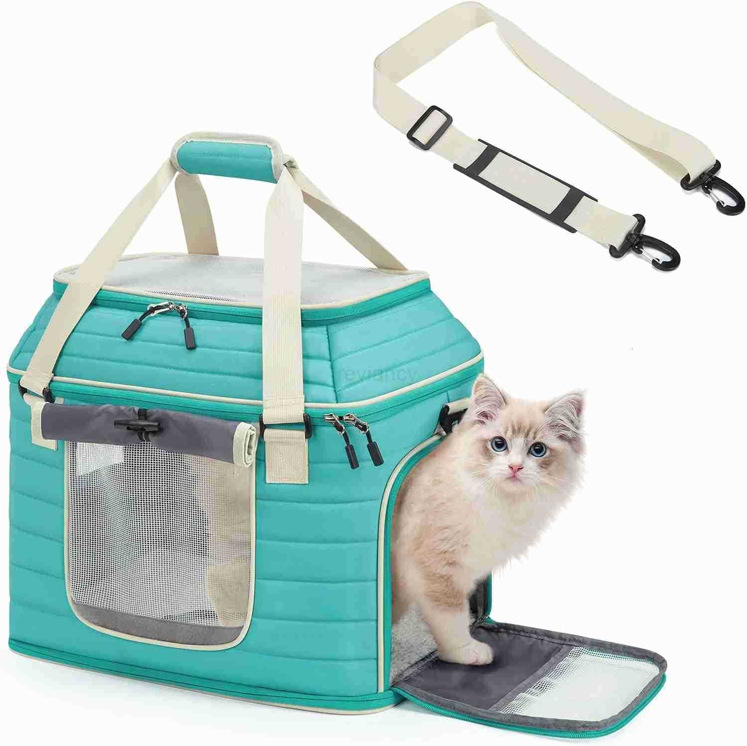 Pet Carrier NOBLE DUCK Airline Approved Pet Travel Bag for CatsDogs Up to 20 Lbs SoftSided MultiSided Breathable with AntiEscape Zipper Privacy CurtaW