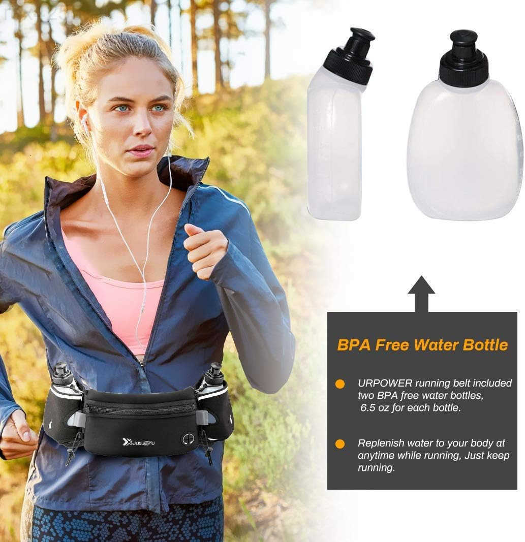Running Belt with Water Bottles2 x 175ML Hydration Belt Waterproof Waist Pack Bag Fits iPhones Adjustable Sports Waist Pouch for Marathon Running Hiki