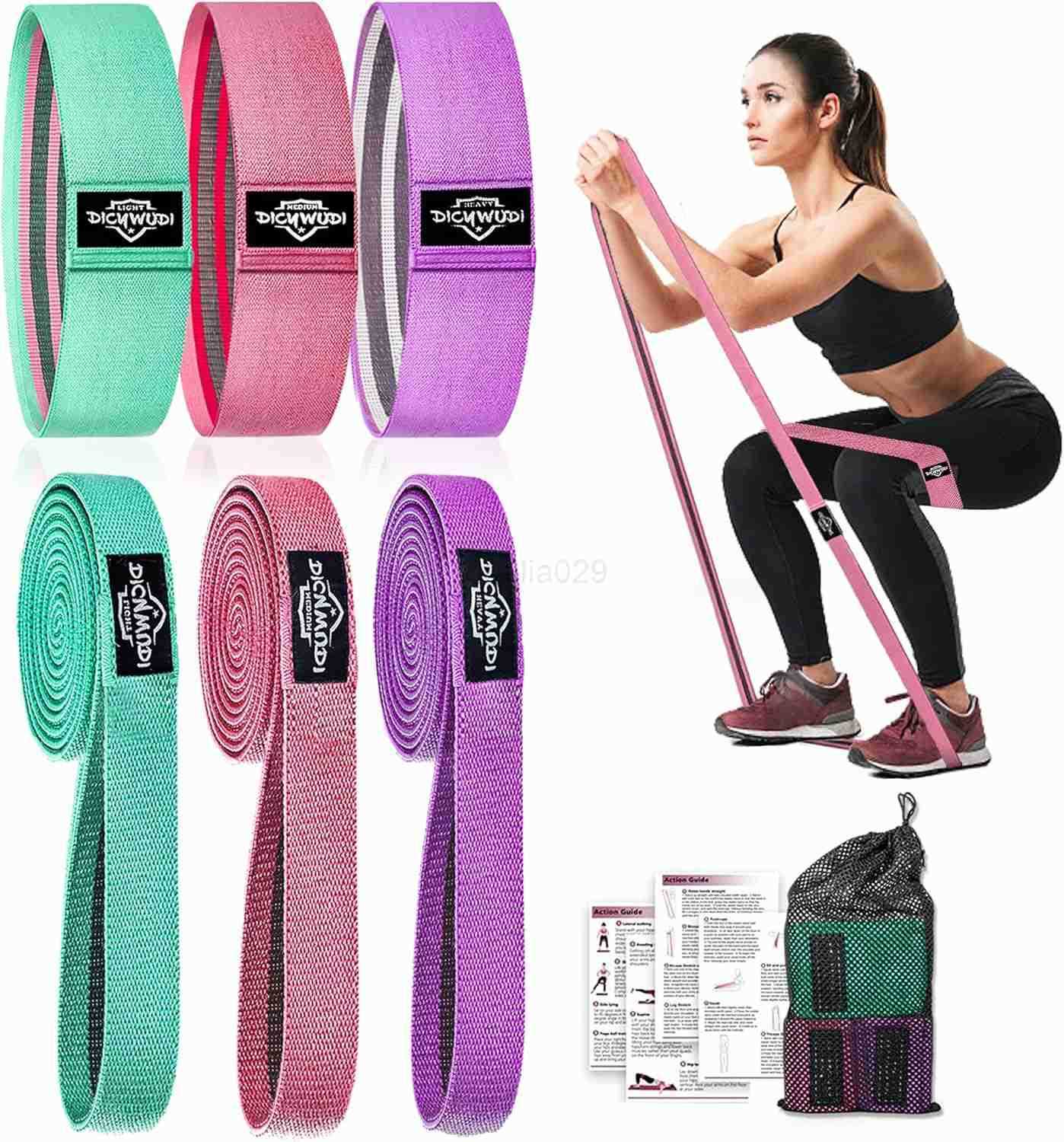 Fabric Resistance Bands for Working Out 6Pack NonSlip Exercise Bands for Women and Men Fabric Booty Bands for Home Fitness Pilates Stretching W250912