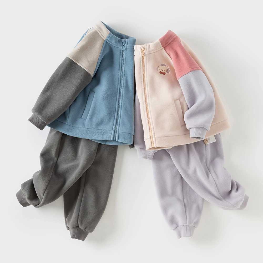 Dave Bella Boys Girls Long Sleeve Polar Fleece Set Sweatshirt Pants Twopieces Suit Children Autumn Spring Pullover DB3253503 C250912