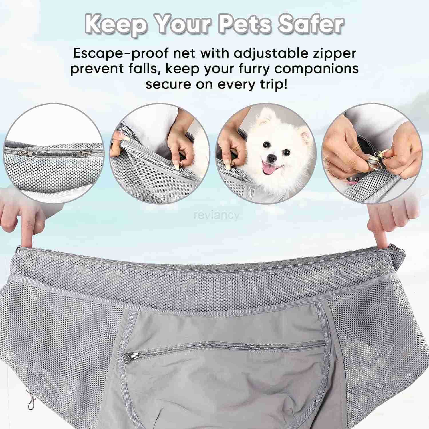 Small Dog Sling Carrier Lightweight Cozy Breathable Mesh Pet Purse for Puppy Under 15 lbs Zipper Pocket Adjustable Strap for HandsFree Travel Hiking D