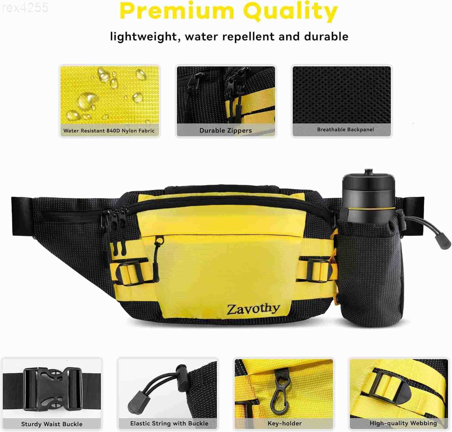 Waist Bag for Women Fashion Fanny Pack Men Hiking Waist Packs for Running Hiking Gear with Detachable Water Bottle Holder for Walking Hiking CyclingW2
