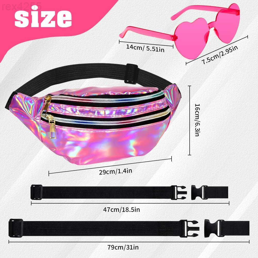 Fanny Packs for Women MenHeart Sunglasses80s 90s Fanny PackCrossbody Fanny Packs for WomenMetallic Color Sport WaistbagPink Fanny PackShiny Waist PaW2
