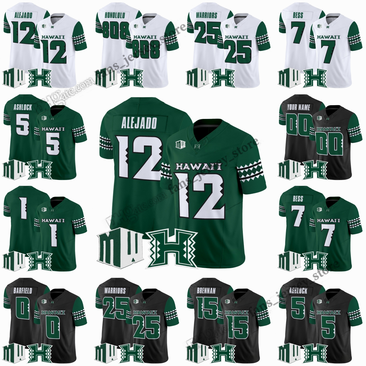 Custom S-6XL Hawai'i Rainbow Warriors College Football Jerseys 12 Micah Alejado 30 Landon Sims 1 Peter Manuma 8 Kilinahe Mendiola-Jensen Barfield Ashlock Brennan Bess