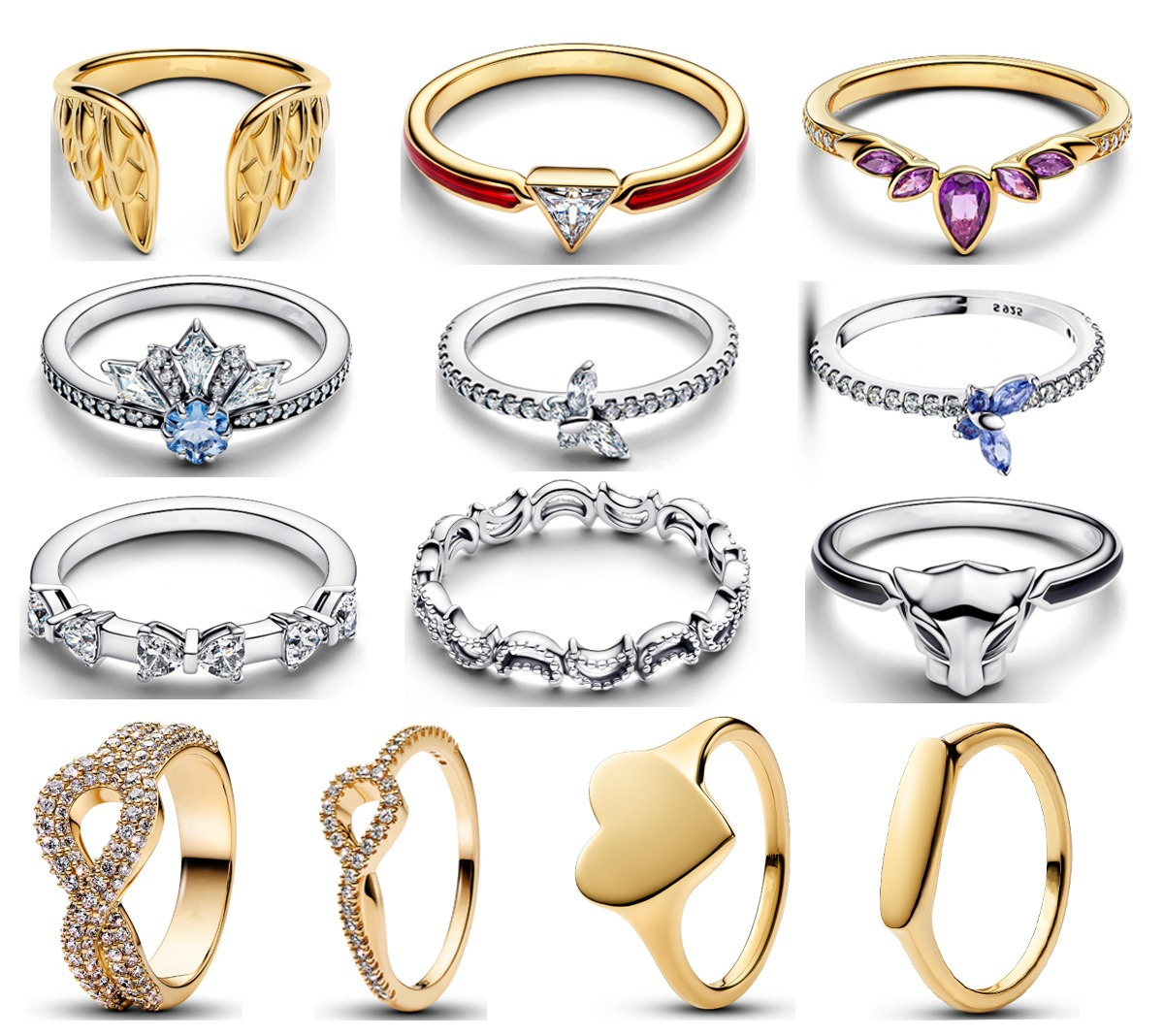 925 Silver New Silver Butterfly Gold Crown Love Ring Couple Ring