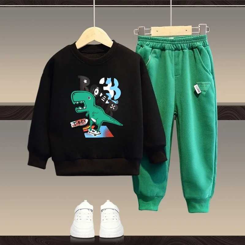 Autumn Children Boy Clothes Set Kid Girls Cartoon Printed Sweatshirts Pullover Top And Pants Suit Long Sleeve Tracksuits C250912