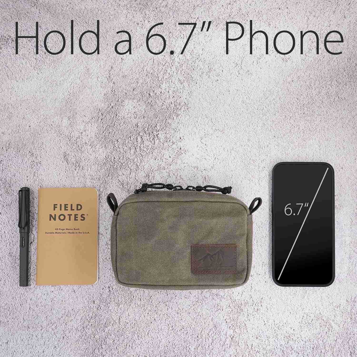 Belt Pouch for Men Women YKK Zippers EDC Pouch Belt Bag Waist Pack for Hiking Water Resistant Waxed Canvas OliveW250912