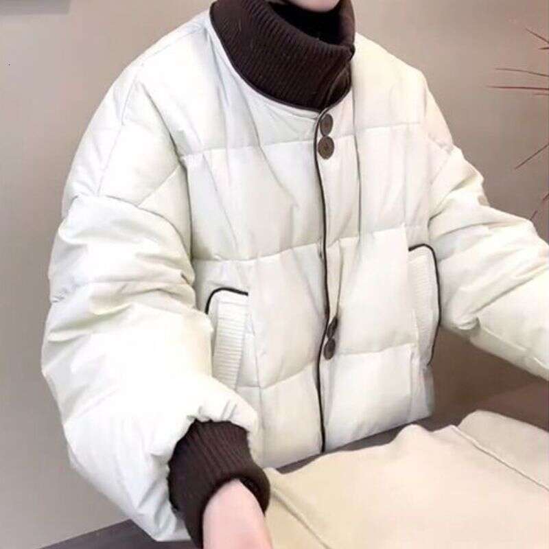 Down, Cotton, Bread Jacket, Cotton Coat, Women's Winter Clothing New Style, Splicing, Contrasting Color, Knitted