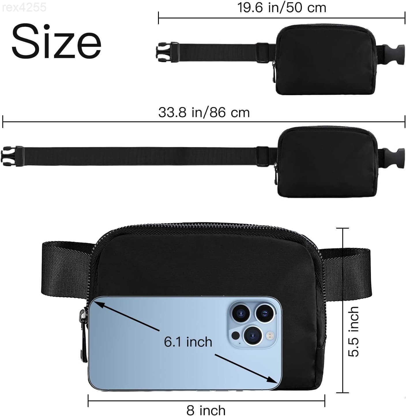 Black Mini Belt Bag Fashion Waist Packs Unisex Fanny Packs for Women Men crossbody with Adjustable Strap for Outdoors Workout Travel Casual Running Hi