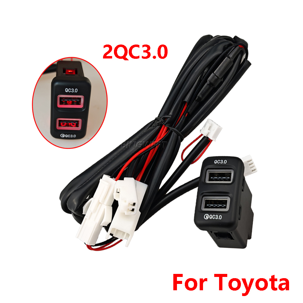 For Toyota Old Style 2QC3.0&QC3.0-PD Car Charger And Mobile Phone Charging Adapter