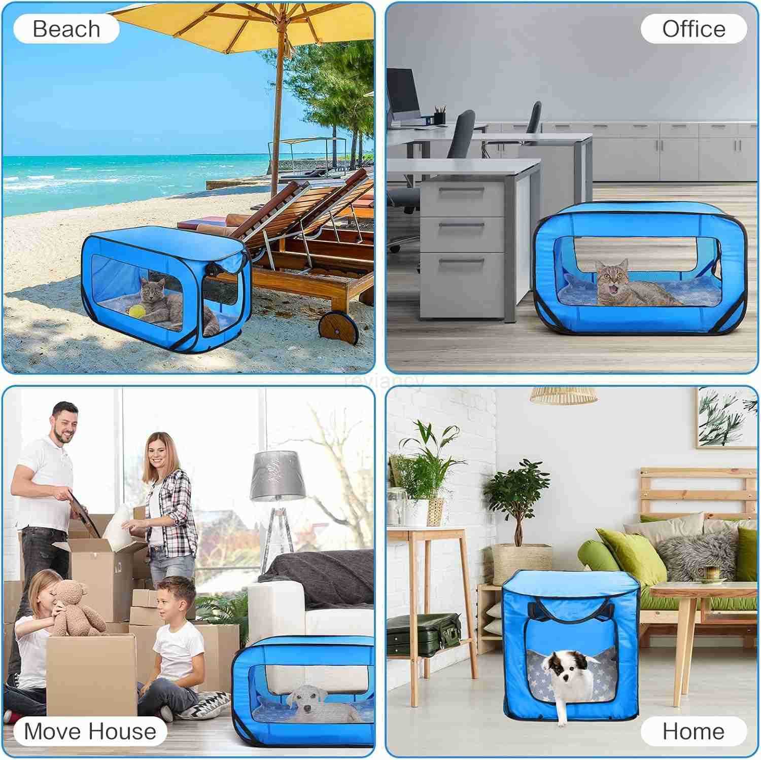37 Inch Collapsible Dog Crate with Mat Liner Pop up Dog Kennel Waterproof Portable Car Seat Kennel Travel Crate for Pet Indoor Outdoor Cat Bed Collect