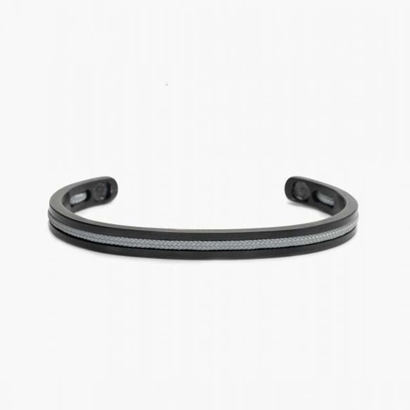 Vacuum Plating Black Stainless Steel Adjustable Open Bracelet for Men and Women