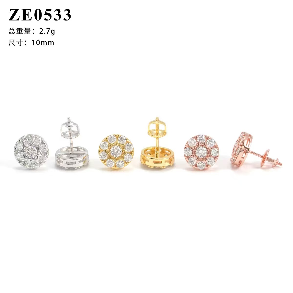 Wholesale 18K Gold Vvs Moissanite Flower Earrings Iced Out Fine 925 Sterling Silver Diamond Earring Jewelry Women