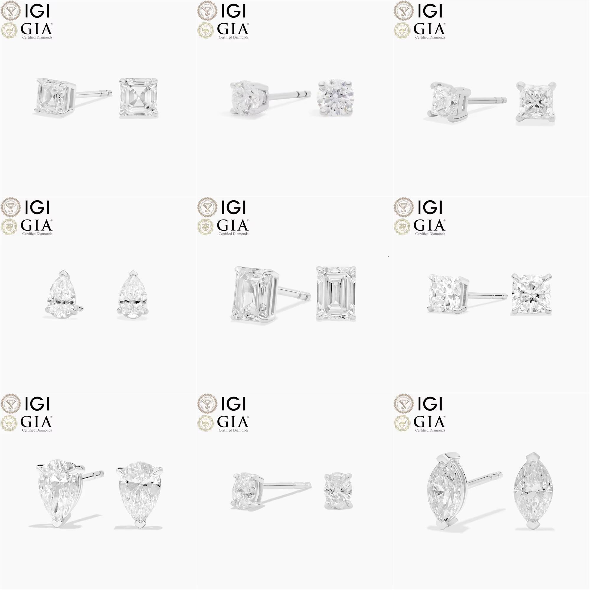 Luxury 14K 18K Gold Earring GIA IGI Certified Iced Out Round Brilliant Cut Lab Grown Diamond Fine Jewelry Earring for Men Women