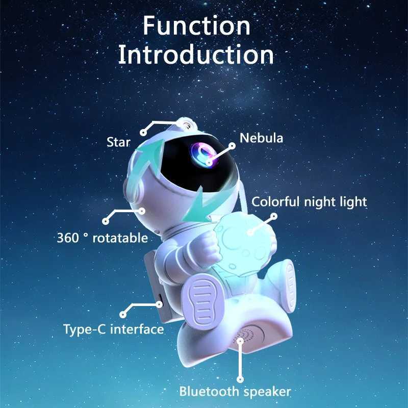 Astronaut LED Star Projector Night Light Galaxy Projectors Bluetooth Speaker for Bedroom Room Decor Kids Gift Starry Sky Lamp C250912