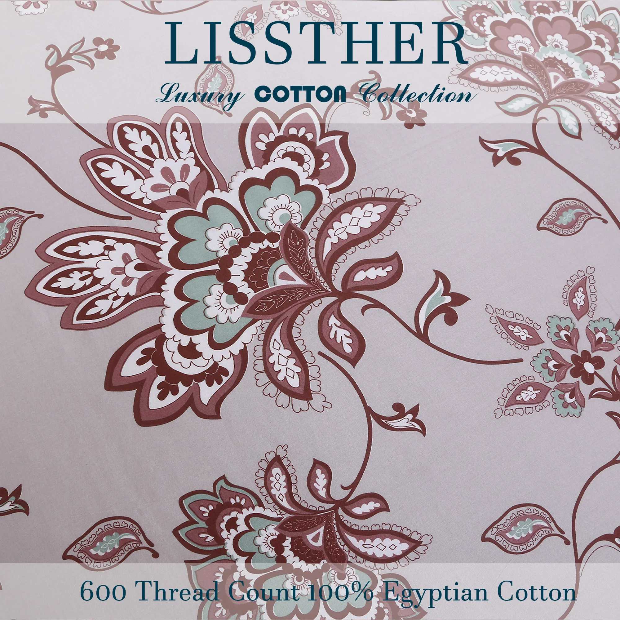 3pcs 600TC 100 Egyptian Cotton Duvet Cover Set Vintage Dark Red Boho Damask Floral Soft SkinFriendlyNo Inserts C250912