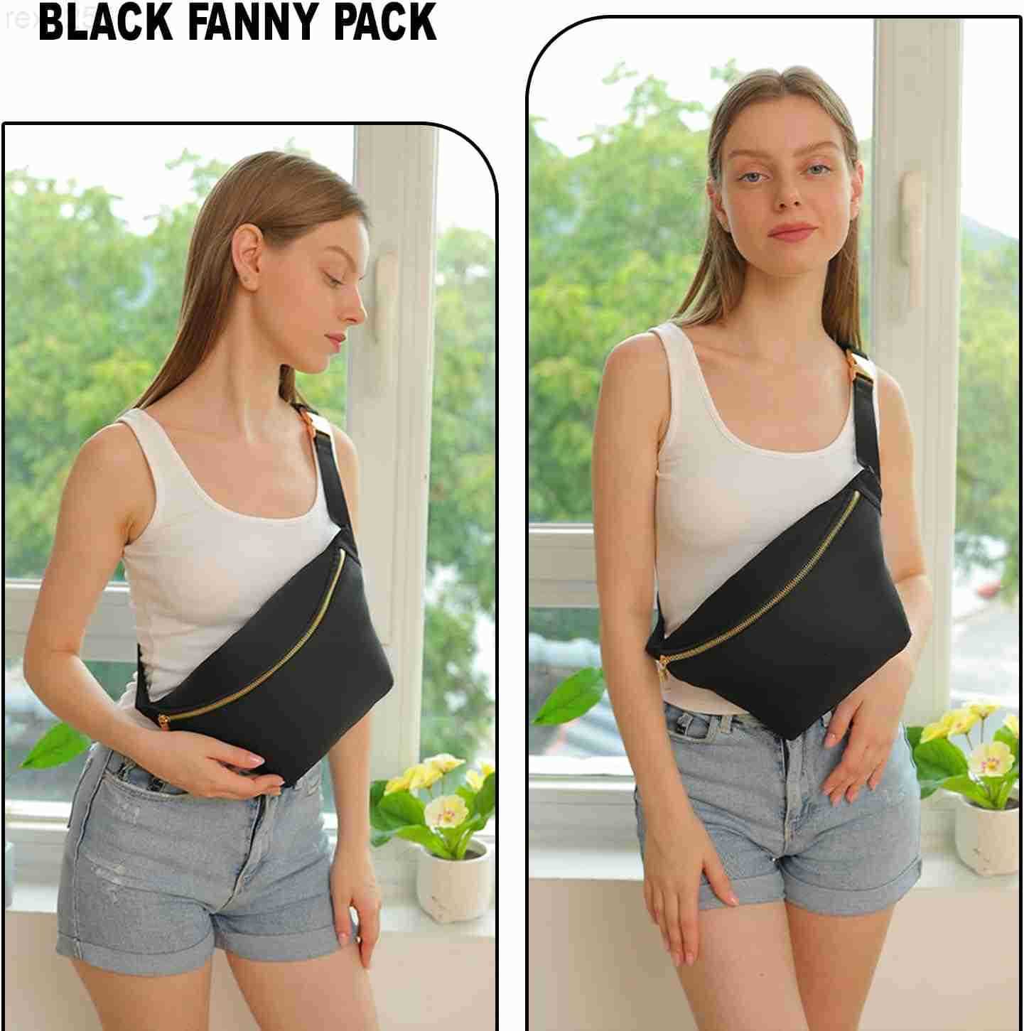 Fanny Pack Crossbody for Women Nylon Travel Waist Belt Bag BlackW250912