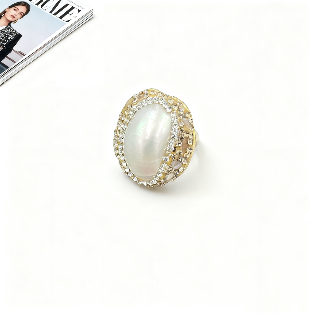 Natural Large Mabe Shell Pearl Freshwater Pearl Crystal Jewelry Set for Women Necklace Ring Bracelet Around Quartz Body-Purifying wholesales drop ship